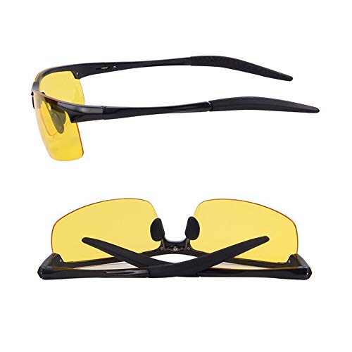 Night Driving Glasses Anti Glare Polarized HD Vision Sunglasses UV400 for Safety Car,Metal Frame Yellow Lens