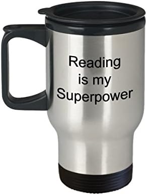 Reading is my superpower mug, Travel mug, coffee cup, book hoarder, stainless