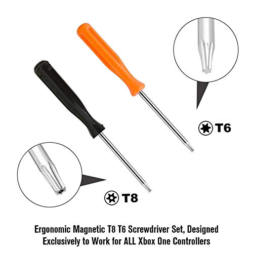 EMiEN 2 Pack Black Silver Bumpers LB RB Triggers Gamepad Buttons Repair Parts Replacement for Xbox One Elite Controller & Xbox One with 3.5mm headphone jack Versions ,T6 T8 Screwdriver Repair Tool Kit - Thumbnail 6