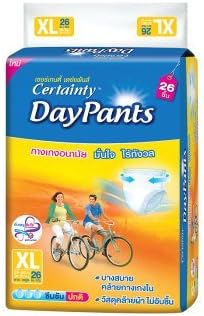 Certainty Daypants Adult Diaper Pant Disposable Diaper for Man and Woman (Extra Large 38-50inches ,26pcs) By Thaidd