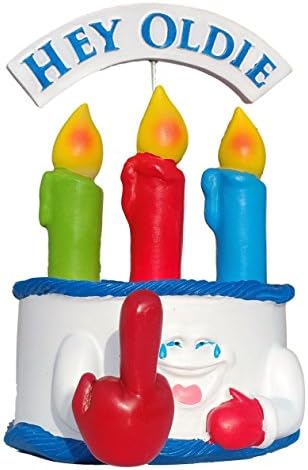 Funny Presents For Men Good Gag Gifts Happy Birthday Cake With Bobbling Middle Finger “ HEY OLDIE “ “ HAPPY BIRTHDAY “
