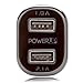 Aduro POWERUP 3.1 Amps/10W Dual USB Port Rapid Car Charger for Apple iPhone, iPad, Samsung Galaxy S3 / S4, Motorola DROID Razr, LG, HTC (Retail Packaging) Black/Red
