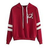Girls’ Hoodie, Misaky Pullover Sweatshirt for Teen Girls Striped Loose Planet Print Long Sleeve Hooded Blouse