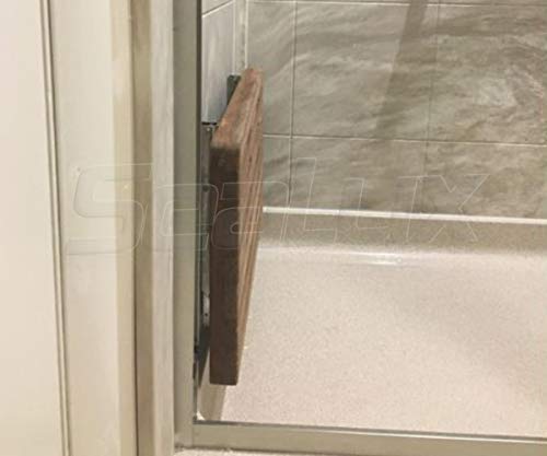 SeaLux Wall Mount 30" x 13" Folding Shower Teak Bench in Teak Board for Boat, Shower Room, Steam and Sauna Room