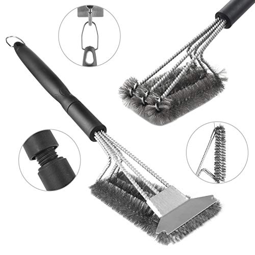 grilljoy Grill Brush and Scraper - Extra Replacement Head - 20.5" Safe Wire Bristles Stainless Steel Barbecue Cleaning Brush for Weber Gas/Charcoal Grilling Grates- Perfect BBQ Cleaner Accessories. - Thumbnail 2