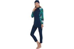 ShuoBeiter Modest Muslim Swimwear for Women Patchwork Hijab Swimsuit Islamic Burkinis Sport Long Sleeves Bathing Suit