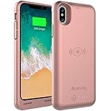 Alpatronix iPhone Xs/X Battery Case, 4200mAh Slim Portable Protective Extended Charger Cover with Qi Wireless Charging Compatible with iPhone Xs & iPhone X (5.8 inch) BXX - (Rose Gold)