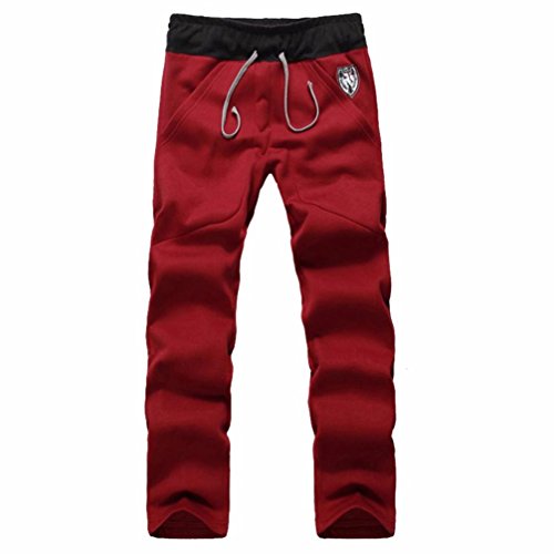 Mens Tracksuit Warm Sport Jogging Sweat Suits Hooded Sweatshirt Hoodies Coat & Bottoms Set (L, Red)