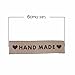 50 Count Handmade Fabric Label Tags with Hearts Light Coffee Color 60mm x 15mm