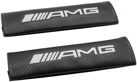 Carbon Fiber AMG Sports Style Car Seat belt Cover Shoulder Pads For Mercedes Benz 1-Pair