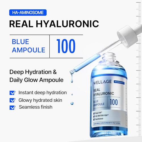 WELLAGE Real Hyaluronic Blue Ampoule 100 ([2nd Gen]2.54 Fl Oz)