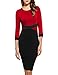 ANGVNS Women's 3/4 Sleeve Elegant Colorblock Business Cocktail Party Pencil Dress