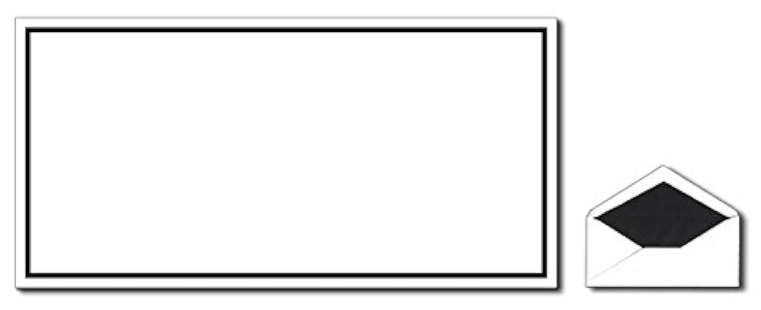 50 Mourning Envelopes, 220 x 110 mm, with Black Frame and Black Silk Lining