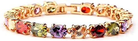 Yutii Bracelet for Women & Girls Stylish with Multi Color Swiss CZ 18K Rose Gold Plated