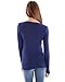 Woman Navy Blue Long Sleeve T-Shirt Crew Neck