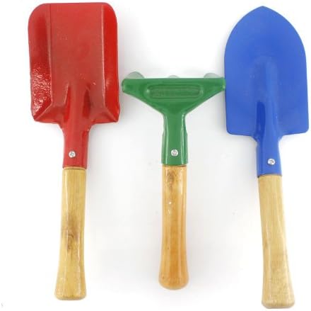 8" Kid's 3 Pieces Metal Garden Tool Set Rake,shovel and Trowel