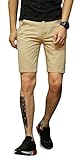 Plaid&Plain Men's Slim Fit Flat Front Twill Cotton Chino Shorts