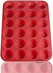 Laminas Silicone Mini Muffin Cupcake Baking Pan 24 Cup Bite Size, BPA Free, Non Stick, Easy To Clean, Oven, Mi