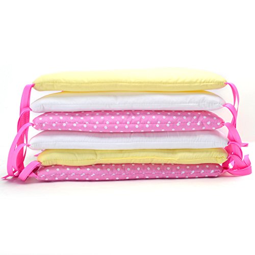 Hengfey Cotton Breathable Baby Crib Bumpers 6 PCS Pink Flower