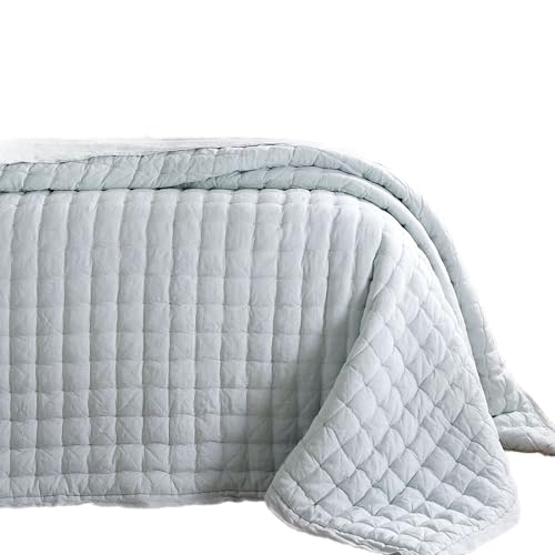 Pine Cone Hill Lush Linen Sky Solid Linen Quilt, King at Amazon