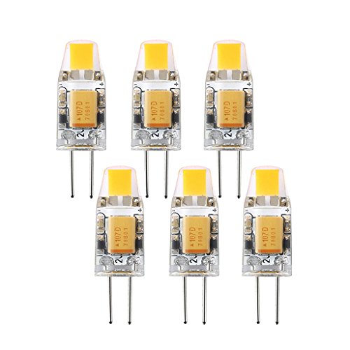 Prodeli G4 LED Light Bulb AC/DC 12V 1.5W Dimmable G4 Warm White Bi-Pin LED Lights Cold White 6500K Replacement Halogen Light Pack of 6