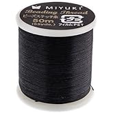Miyuki Nylon Beading Thread B Black (50m) - Used for DIY Jewelry Making, Arts and Craft, Crochet and Cloth Weaving