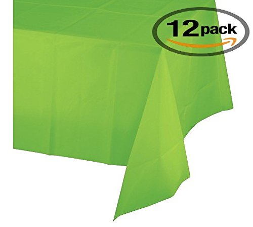12-Pack Disposable Plastic Tablecloths - 54 x 108 Inch size Table Cloth – Ideal Rectangular Table Covers for Any Tables upto 8 Feet Long – Easy Clean-up of Post-Event Mess (Lime Green)