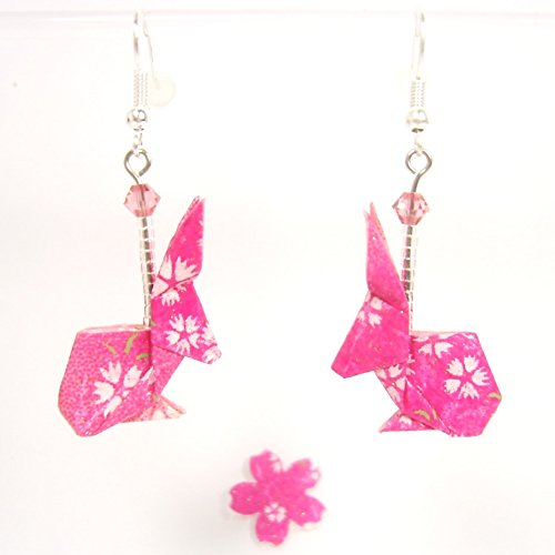 Boucles Doreilles Lapins Origami Roses Avec Des Petites