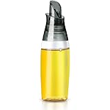 Olive Oil Dispenser Automatic Flip Oil Bottle Leakproof Glass Oil and Vinegar Cruet Condiment Container for Kitchen Cooking 12 Ounce (Grey)