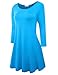 BELAROI Women's Scoop-Neck Solid Three-Quarter-Sleeve Short Fit-and-Flare Dress, Deepskyblue, 3X