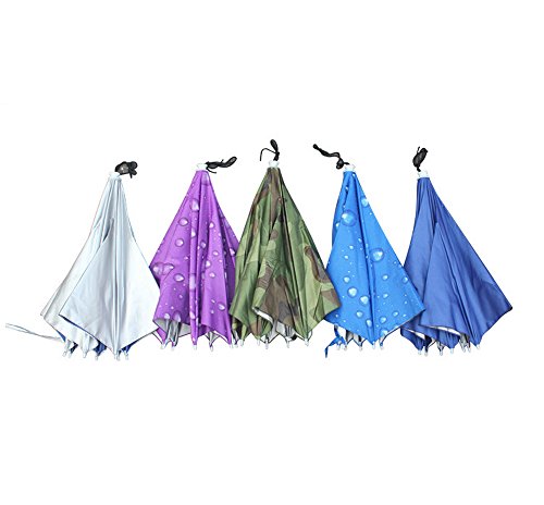 Folding Umbrella Hat Headwear 30.3" ,Hands Free Sunshade Double Layer Protection Anti-UV Parasol for Golf, Traveling, Fishing, Gardening, Beach, Camping, Raining,Party (Purple-Raindrops, 30.3inch)