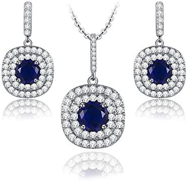 TIDOO Charming Necklace and Dorp Earrings for Women Luxury Blue Zircon Jewelry Set Anniversary Engagement Valentine's Gift