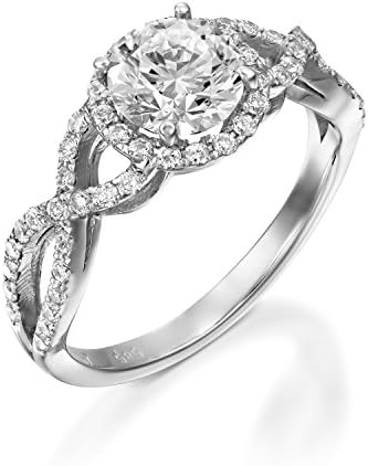 14k White gold 1.90 Ctw Diamond infinity Engagement ring for women royal wedding band Bridal Jewelery