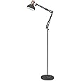 LEPOWER Floor Lamp, Metal Adjustable Reading Swing Arm Standing Lamp with Heavy Metal Base, Eye-Caring Reading/Pole Lamp with On/Off Switch for Living Room, Bedroom, Office Sand Black