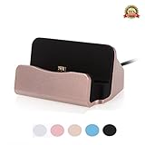 Samsung Galaxy Charger Dock Cradle Desktop Stand with Micro USB Cable Connector for Charge and Sync Data of Samsung Galaxy S7/S7 Edge, S6/S6 Edge, S5, Note 5/4, HTC One (Rose Gold)