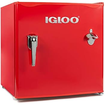 Igloo IRF16RSRD Classic Compact Single Door Refrigerator Freezer w/Chrome Handle & Bottle Opener, 1.6 Cu.Ft, Red