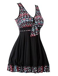 Traje de baño de una pieza con estampado tribal de una pieza de COCOPEAR, traje de baño con falda (FBA)