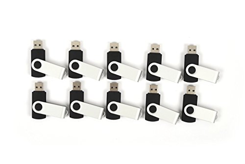 10 - 128 MB Flash Drive - Bulk Pack - USB 2.0 128MB Thumb Drive Stick Swivel Colored in Black