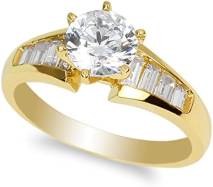 JamesJenny Ladies 10K Yellow Gold Solitaire Ring with 1.0ct Round CZ Size 10