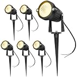 Hypergiant 12W LED Landscape Lights Low Voltage (AC/DC 12V) Waterproof Garden Yard Path Lights Super Warm White(850LM) Walls Trees Flags Outdoor Spotlights with Spike Stand (6 Pack)