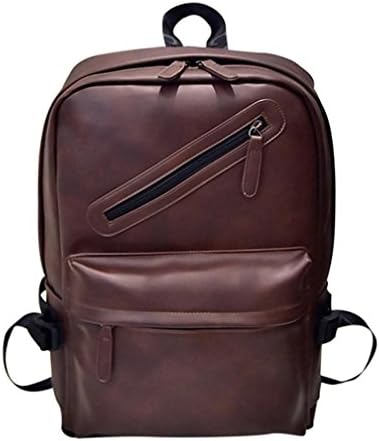 Aitena Neutral Leather Backpack Laptop Satchel Travel School Rucksack Bag ( Diagonal zipper Style ) (Brown)