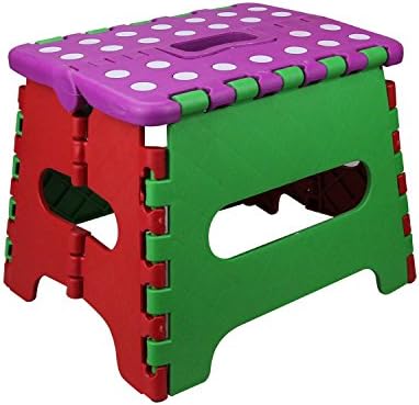 Folding Step Stool, Zolove Non Slip Fold Stool For Kitchen,Bathroom, Bedroom.The Lightweight Step Stool,Opens Easy with One Flip For Kids or Adults(Green)