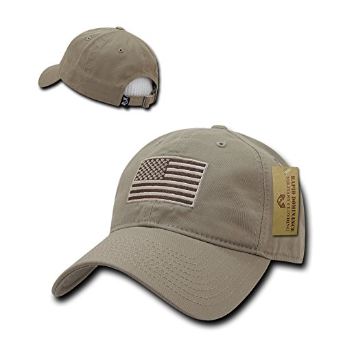 Rapid Dominance Polo Style USA Caps, Tonal Flag, Khaki