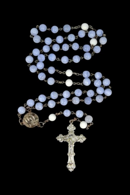 Notebook: Blue Rosary Beads Catholic Religion Faith Holy Mary Devotion Black Lined Journal Writing Diary - 120 Pages 6 x 9