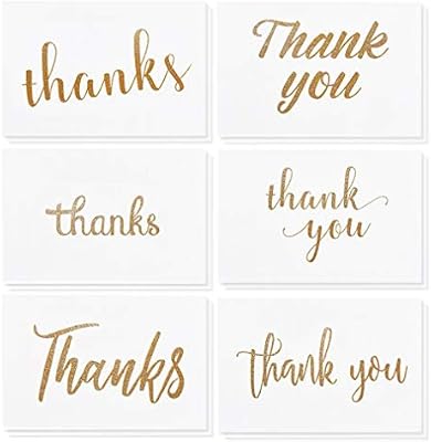 Amazon Co Jp Thank Youカードバルク 36 Pack Thank Youカード 6ゴールド手書きフォントデザイン Thank You Notes 封筒含ま 4 X 6インチ 文房具 オフィス用品
