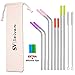 SEIVAN Straws Set of 8 Stainless Steel Rose Gold Metal Straws with Silicone Tip - Metal Drinking Straws for 30oz 20oz Yeti RTIC Tumbler - 8 Steel Straws, 12 Silicone Tips, 2 Cleaning Brush, Pouch