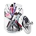 mDesign Glass Bathroom Vanity Apothecary Storage Organizer Canister Jar for Cotton Balls, Swabs, Makeup Sponges, Bath Salts, Hair Ties, Jewelry - Set of 3, Varied Sizes - Clear/Chrome