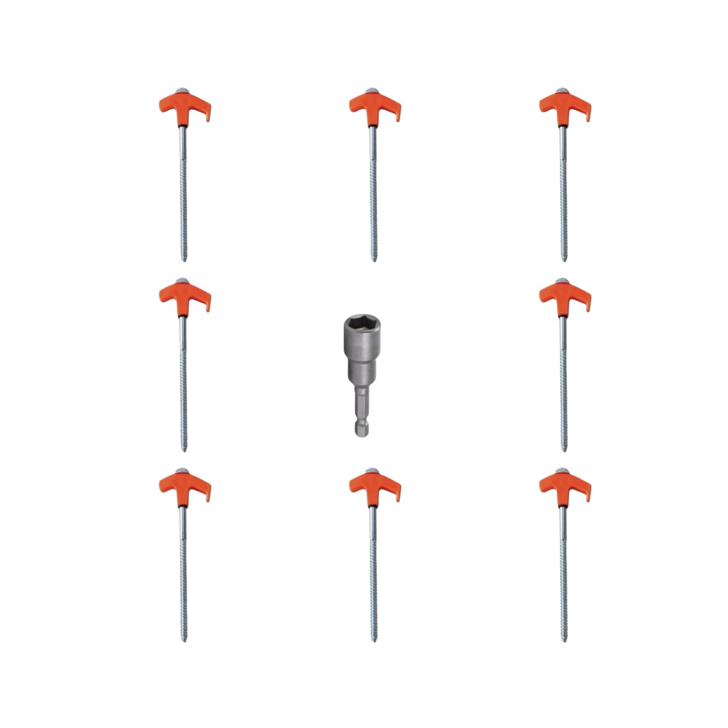 Xshelley 8 Pcs (20.5 cm) Screw in Tent Stakes Heavy Duty Ground Anchors Screw in Tent Pegs Ground Stakes Tent Spikes Metal Tent Spikes,with Hex Head Driver