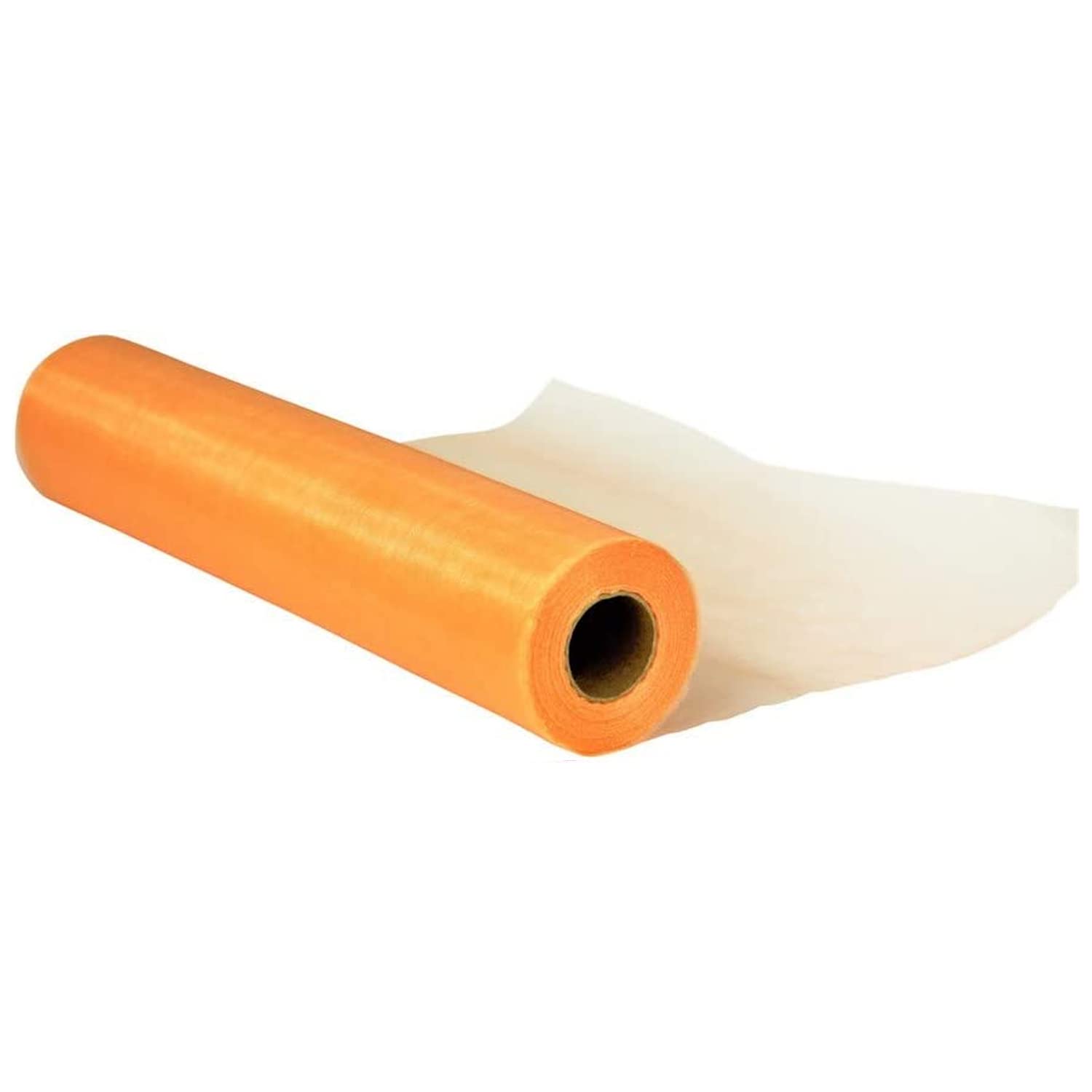 29cm x 25m Organza Roll Snow Sheer Fabric - Glitter Roll for Christmas Chair Bows, Table Runners, Dress Accents, Crafting Supplies for Ribbons, Party Favours, Peach