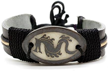 Natural Eco-Friendly Tagua Nut Vegan Leather Bracelet : Dragon2